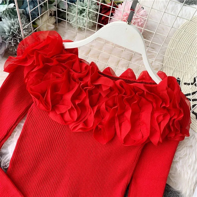 Znbbw Women Knitting Full Sleeve Patchwork Sweaters Pullovers Girls Slim Floral Knitted Knitwear Tops GTA014 - Image 6