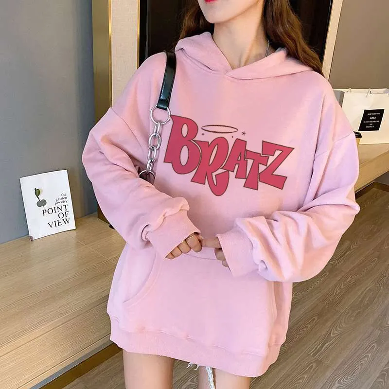 Znbbw Bratz Letter Sweatshirt Women's Casual Pink Top harajuku Fashion Hooded Sweatshirt Long Sleeve Print Graphic Jacket Women - Image 2