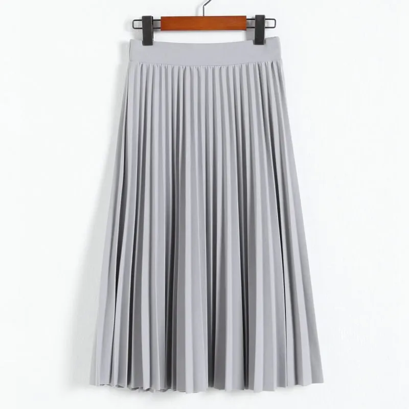 Znbbw and Autumn New Fashion Women's High Waist Pleated Solid Color Half Length Elastic Skirt Promotions Lady Black Pink - Image 2