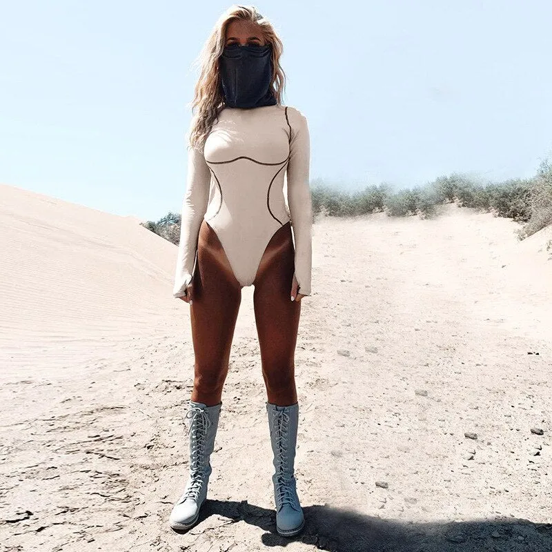 Znbbw long sleeve striped line patchwork bodycon sexy playsuit autumn winter women streetwear outfits female body - Image 2