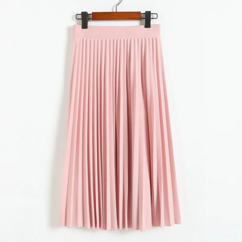 Znbbw and Autumn New Fashion Women's High Waist Pleated Solid Color Half Length Elastic Skirt Promotions Lady Black Pink - Image 3
