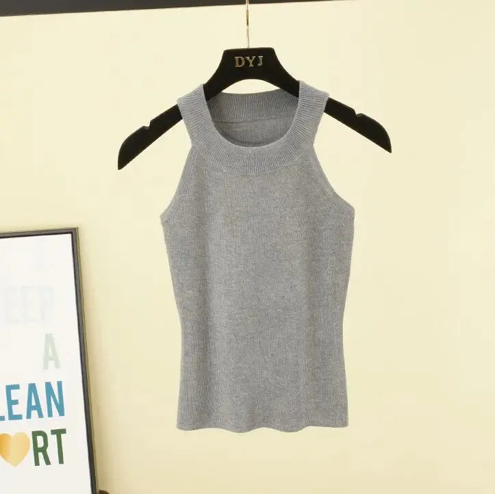 Znbbw Women Slim Knitting Halter Camisole Tops Female Bodycon Knitted Tanks Sleeveless Basic Solid T shirts 8017 - Image 7