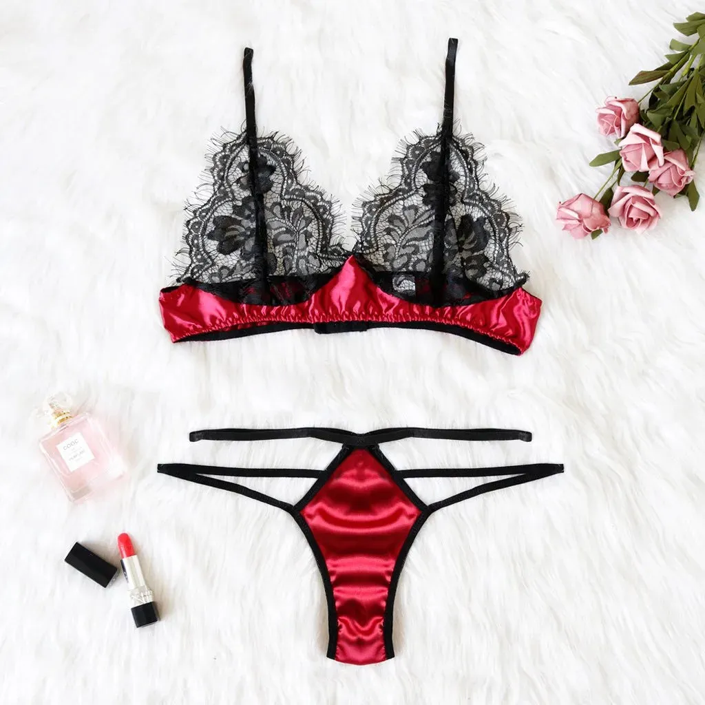 Znbbw Women Lingerie New Seductive Satin Hollow Out Lace Push Up Top Bra Underpant Set Sexy Hot Women Thongs Sleepwear - Image 5