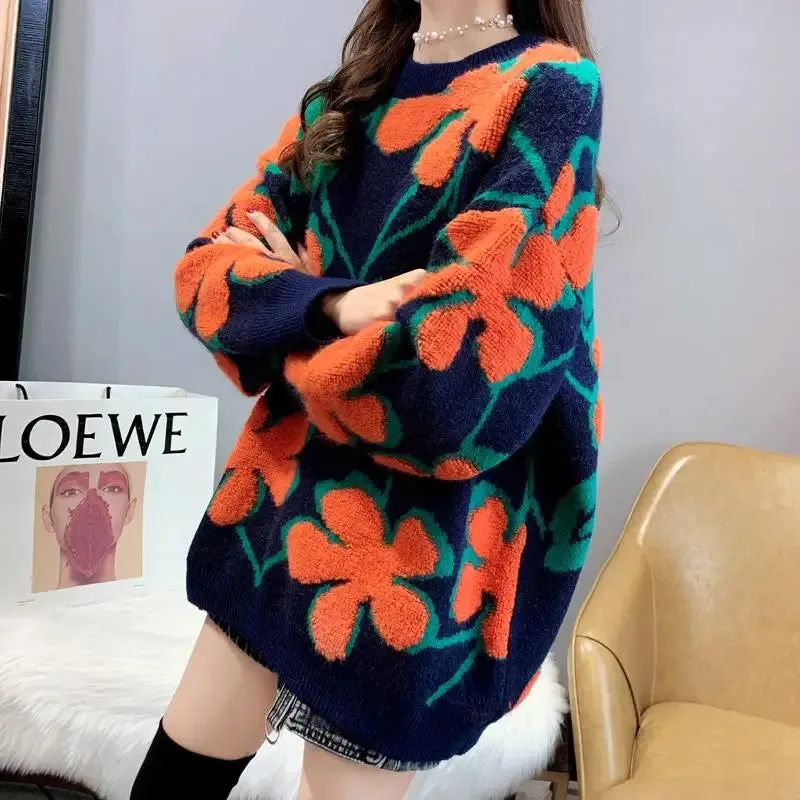 Znbbw Women Pullover Sweaters 2024 Autumn Winter Tops Korean Slim Flower Women Pullover Knitted Sweater Jumper Soft Warm Pull Femme - Image 6