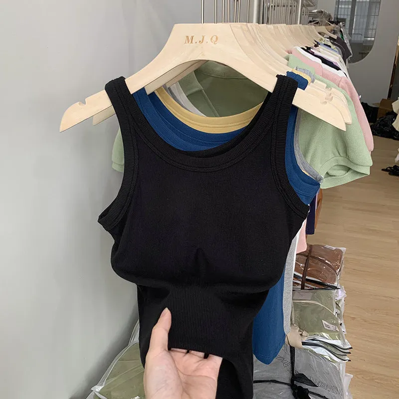 European Chest Cushion Threaded Sling Sports Vest Women Wear Sleeveless Sleeveless Jacket With Backing-Proof In Summer - Image 2