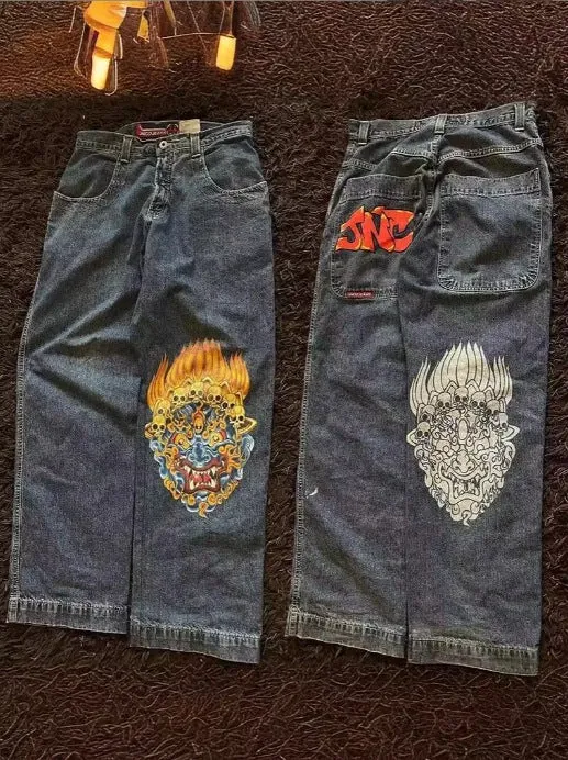 Znbbw Baggy Jeans Y2K Original Hip-Hop Vintage Pattern Jeans Street Men Rest - Image 12