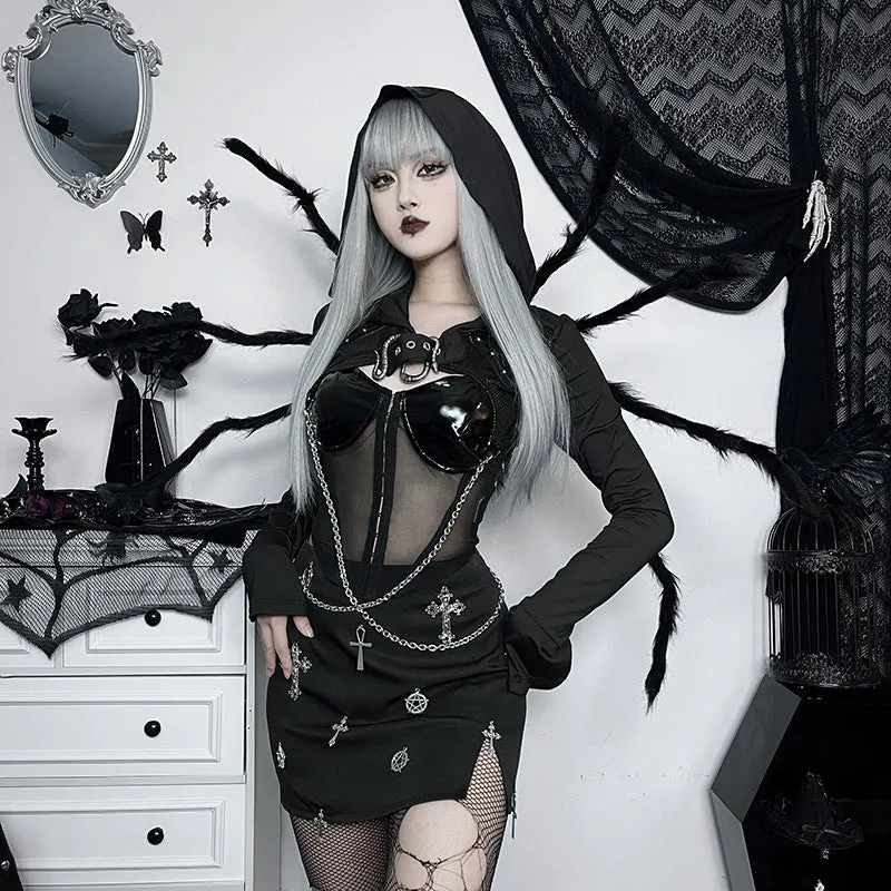 Znbbw Autumn New Street Fashion Slimming Chain Gilding Fabric With Hats And Long Sleeves - Image 5