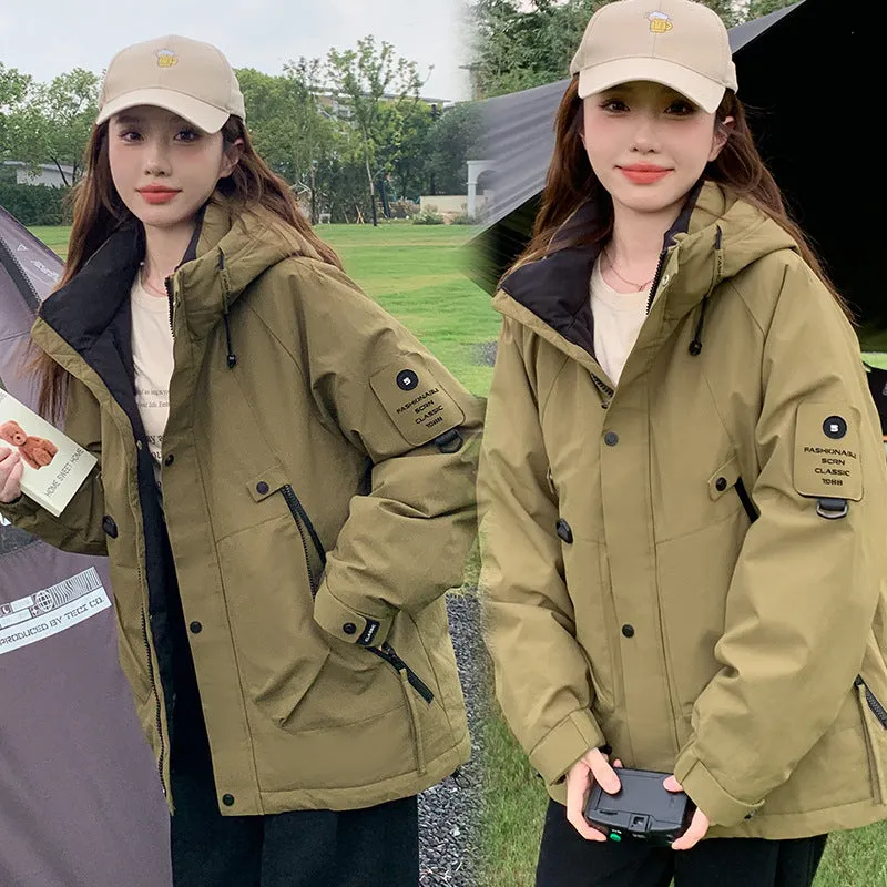 Warm Outdoor Assault Jacket And Cotton Coat Female 2024 New Autumn And Winter Cotton-Padded Jacket Couples Work Clothes Cotton-Padded Clothes - Image 5