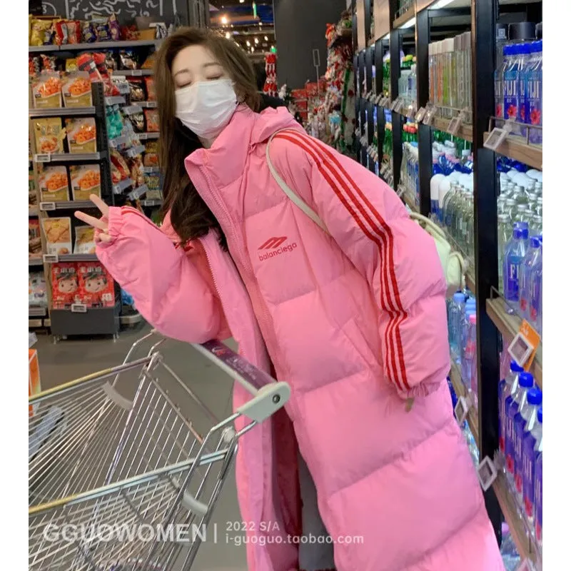 And Long Down Cotton-Padded Clothes Female Winter 2024 New Knee Students Loose And Thick Cotton-Padded Jacket Coat Bread Clothes - Image 5