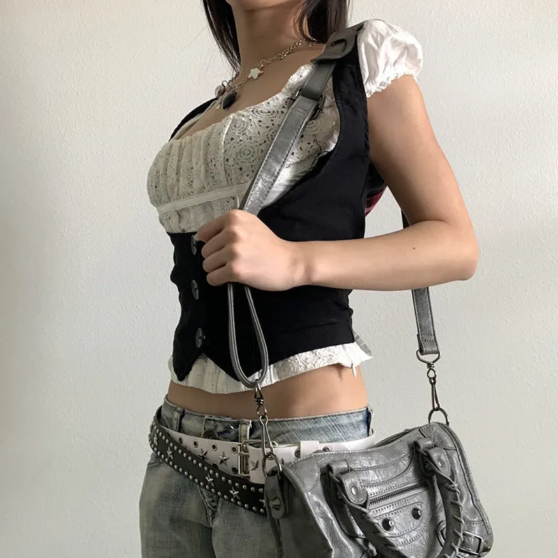 2024 New Independent Station Street Fashion Solid Color Tight Slimming To Show Thin Cool Vest - Image 3