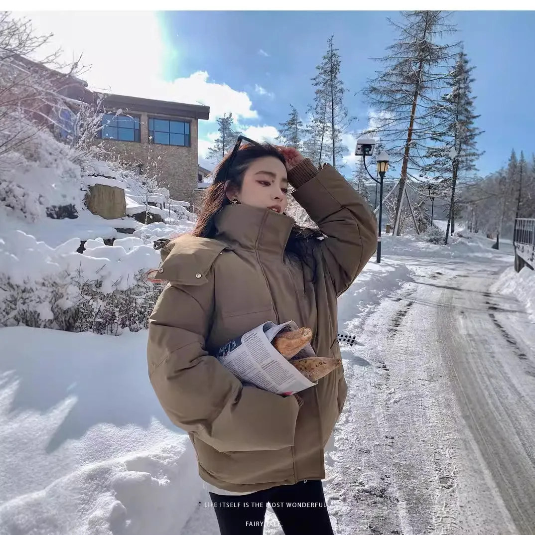 Love Short Cotton-Padded Clothes 2024 New Men And Female Couples Bread Clothing Minority Design Sense In Winter - Image 4