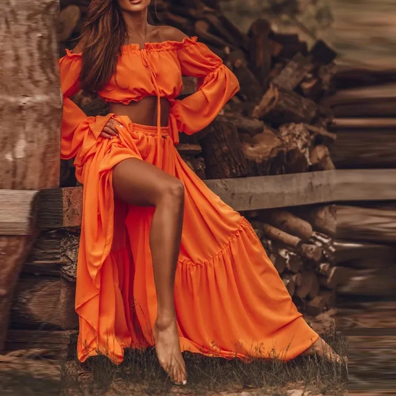 Znbbw Autumn And Winter New Sexy Navel Skirt Suit INS Leisure Style Belt Two-Piece Set - Image 4