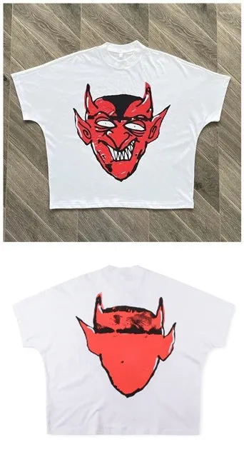 Znbbw Street Cartoon Long Printed Short-Sleeved Y2K Summer Casual Loose Couple Shirt - Image 8