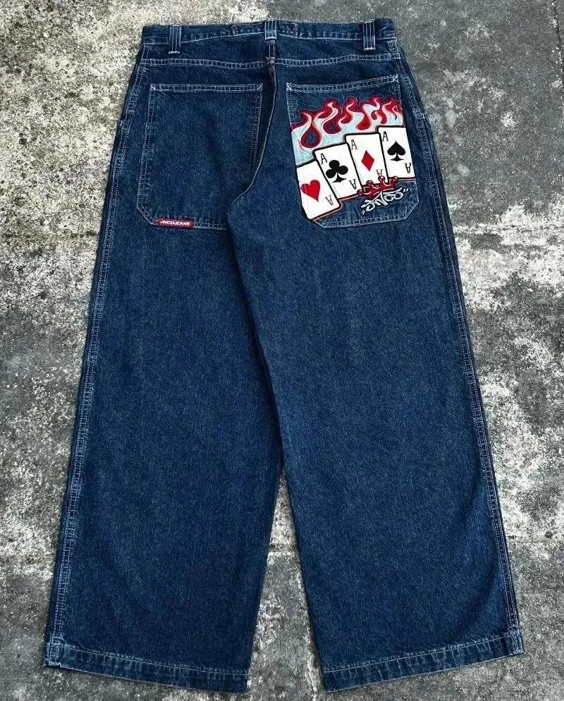 Znbbw Baggy Jeans Y2K Original Hip-Hop Vintage Pattern Jeans Street Men Rest - Image 2
