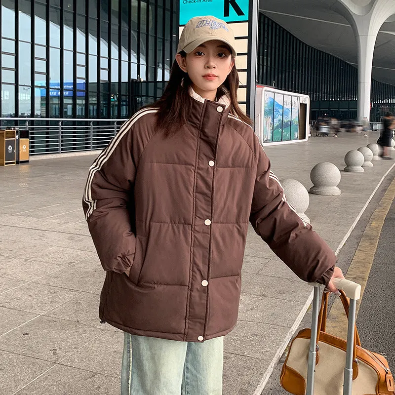 2024 New Autumn And Winter Korean Version Of The Loose Standing Collar Cotton-Padded Jacket And Thick Coat Tide - Image 4