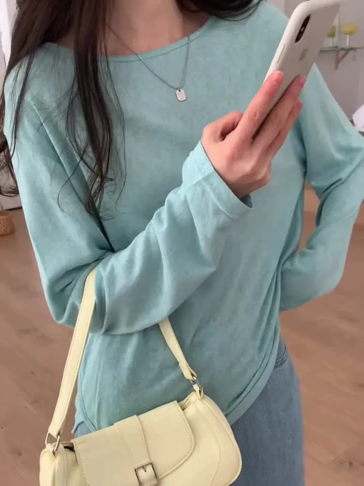 Sunscreen Shirt Mask Long-Sleeved T-Shirt Women's Summer Thin Loose Irregular Fork Bottom Air-Conditioning Blouse - Image 12