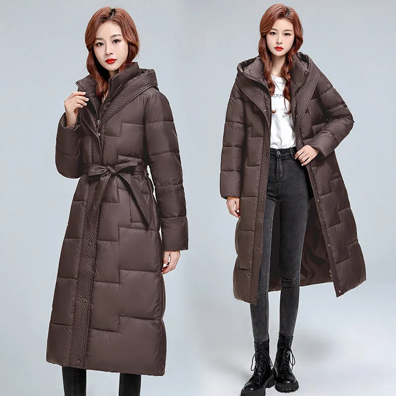 Size 2024 Winter Women Thickened Over The Knee Long Cotton-Padded Clothes Female Waist Slim Show Thin Senior Sense Coat - Image 5