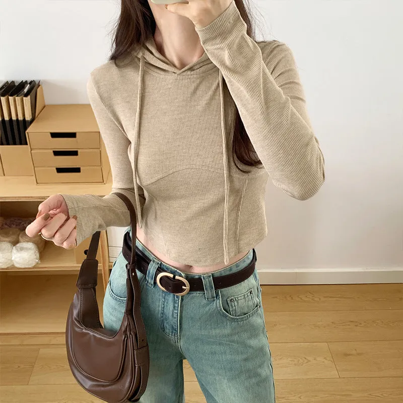 Znbbw Hooded Long-Sleeved T-Shirt For Women In Autumn, The New Bottomed Shirt Is Slim, Slim, Short And Underwear. - Image 8