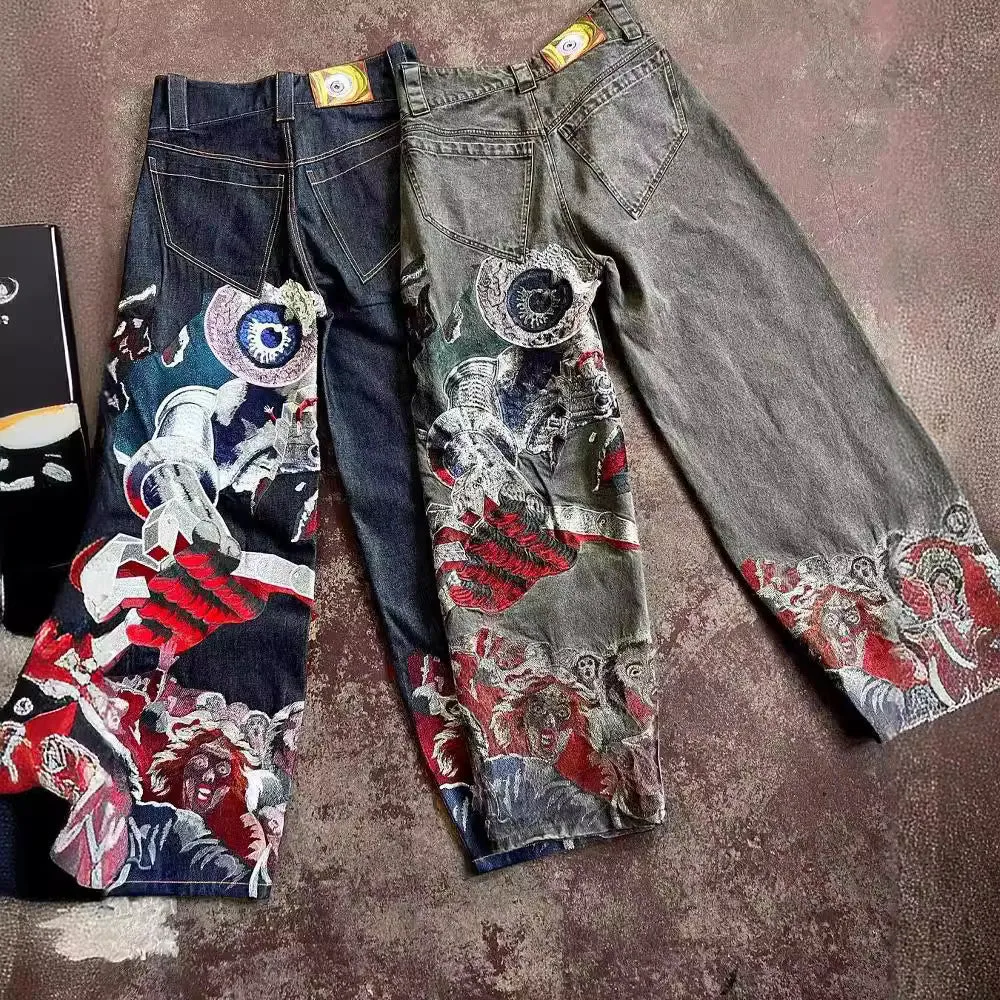 Znbbw Y2K Jeans Street Clothing Original Hip-Hop Vintage Neo-Gothic Baggy Jeans - Image 9