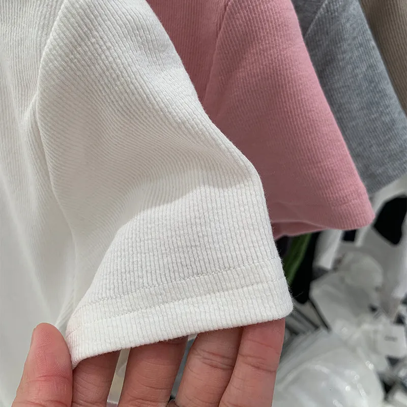 European V-Neck Shoulder T-Shirt Women's Short-Sleeved Summer New Slim And Skinny Short-Bottomed Blouse - Image 6