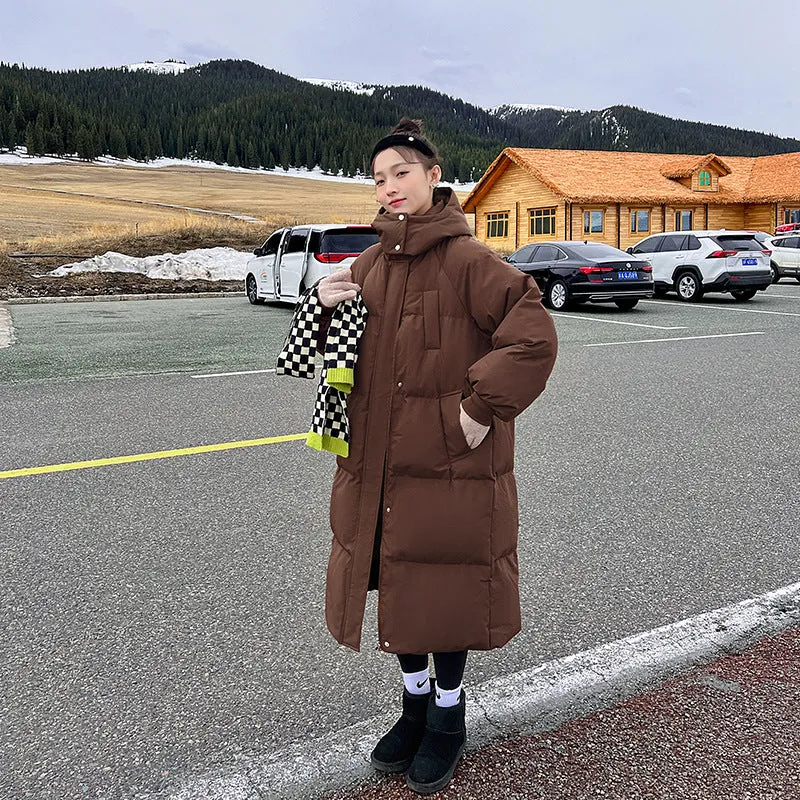 Advanced Sense Hooded Coffee Color Long Cotton Coat Female Autumn And Winter Loose Cotton-Padded Jacket Fashion Temperament Cotton Clothes - Image 7