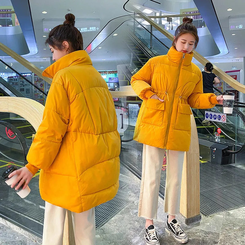 Jacket Korean Version Ins Long Winter New Bright Face Down Cotton-Padded Jacket Loose Bread Clothes Cotton-Padded Jacket Add Thick Coat - Image 2