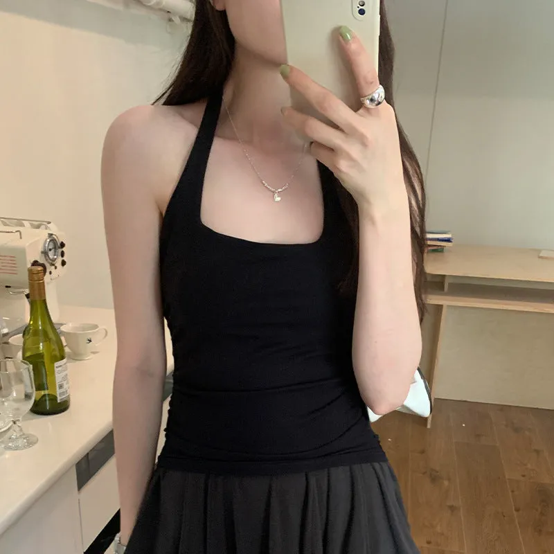 Sexy Hot Girls Wear Necks, Chest Pads, Suspenders, Vests, Spring And Summer, New Folds, Waist Shorts, Sleeveless Tops. - Image 3