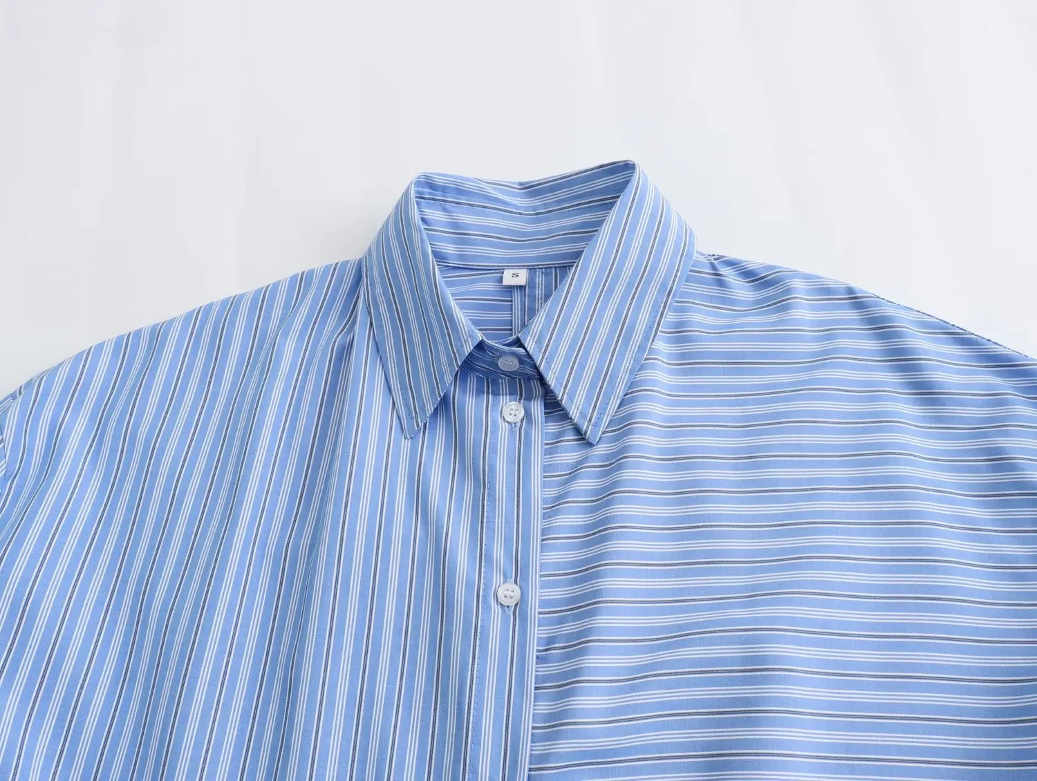 Znbbw Autumn Style Stitched Striped Asymmetrical Loose Shirt 8532114 - Image 5