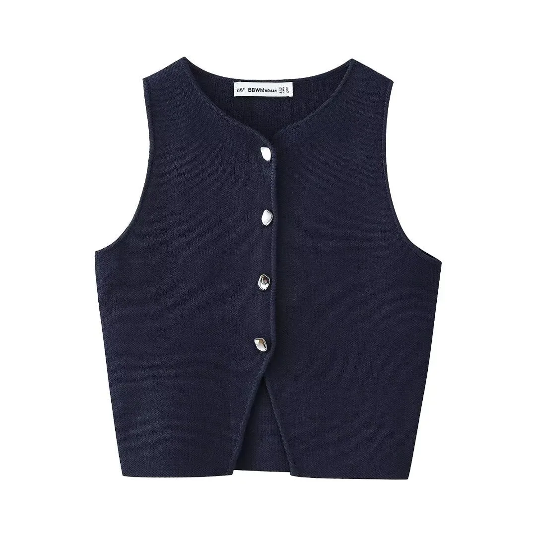 Znbbw 2024 New Street Style Simple And Slim Short Knitted Vest 5536027 - Image 5