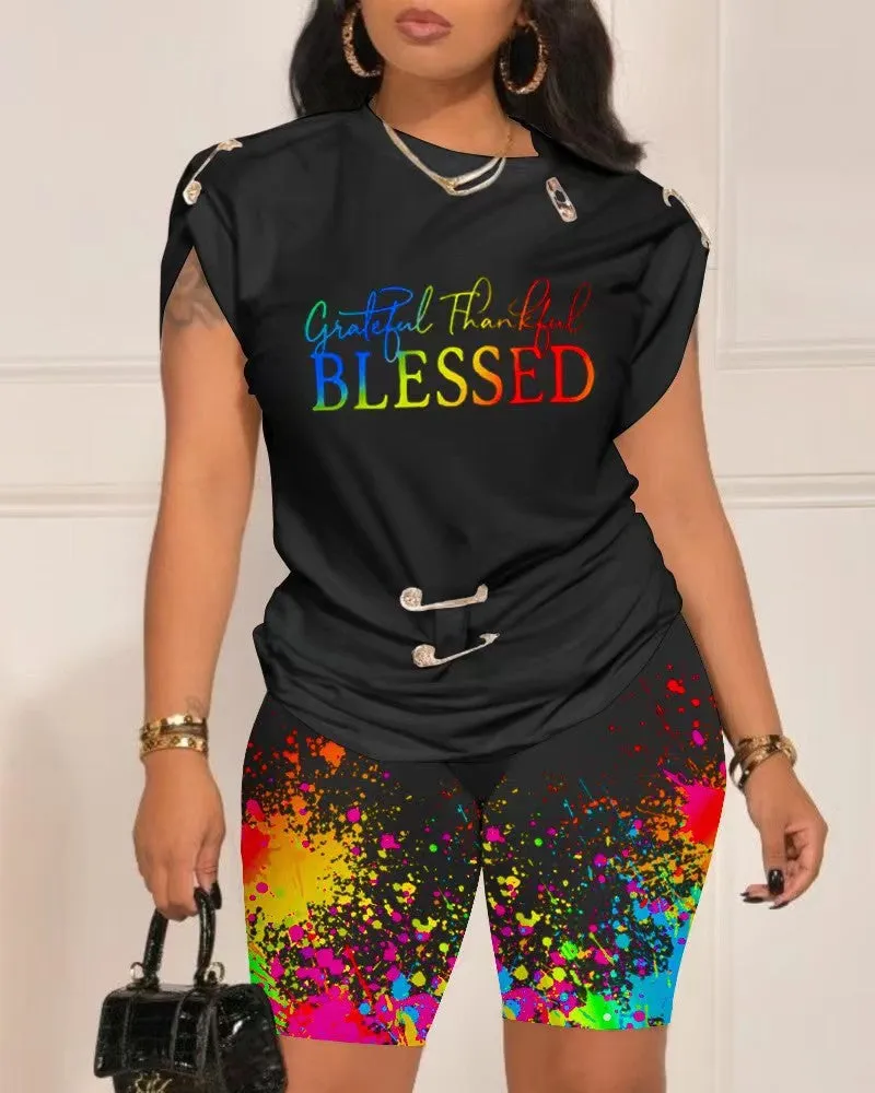 Znbbw Women's Wear 2024 Summer New Fashion Leisure Pin Printing Set - Image 12