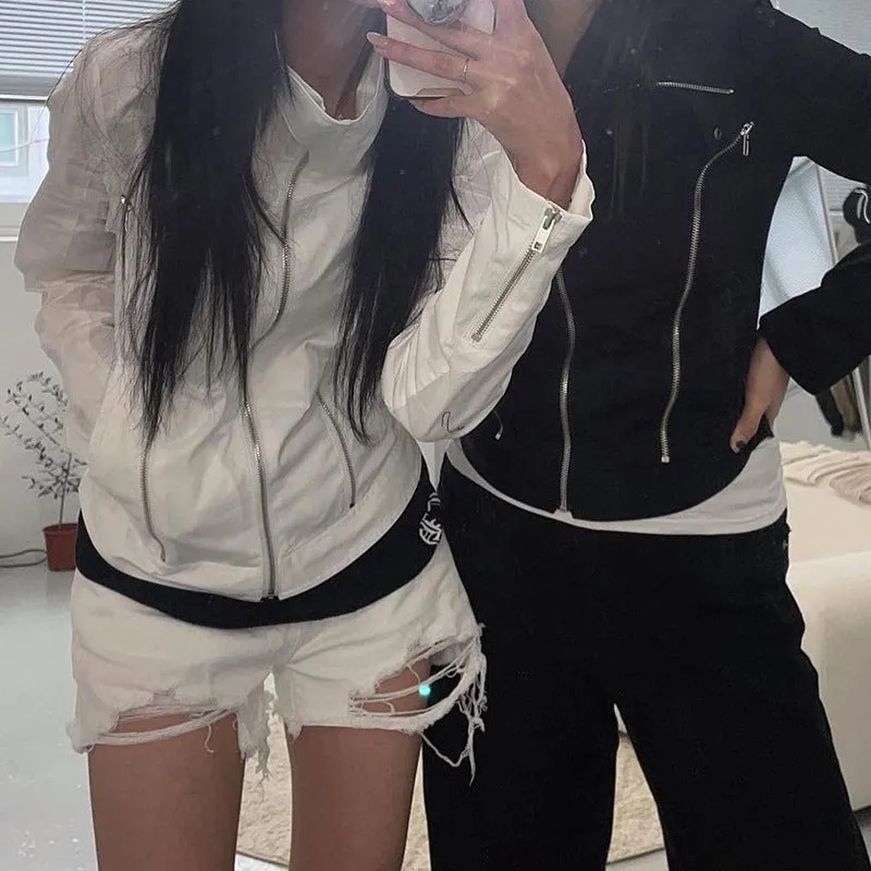 2025 Autumn / Winter Women's Wear Online Celebrity Blogger Spice Girls Street Handsome Industrial Style Zippers Show Thin Jackets - Image 3