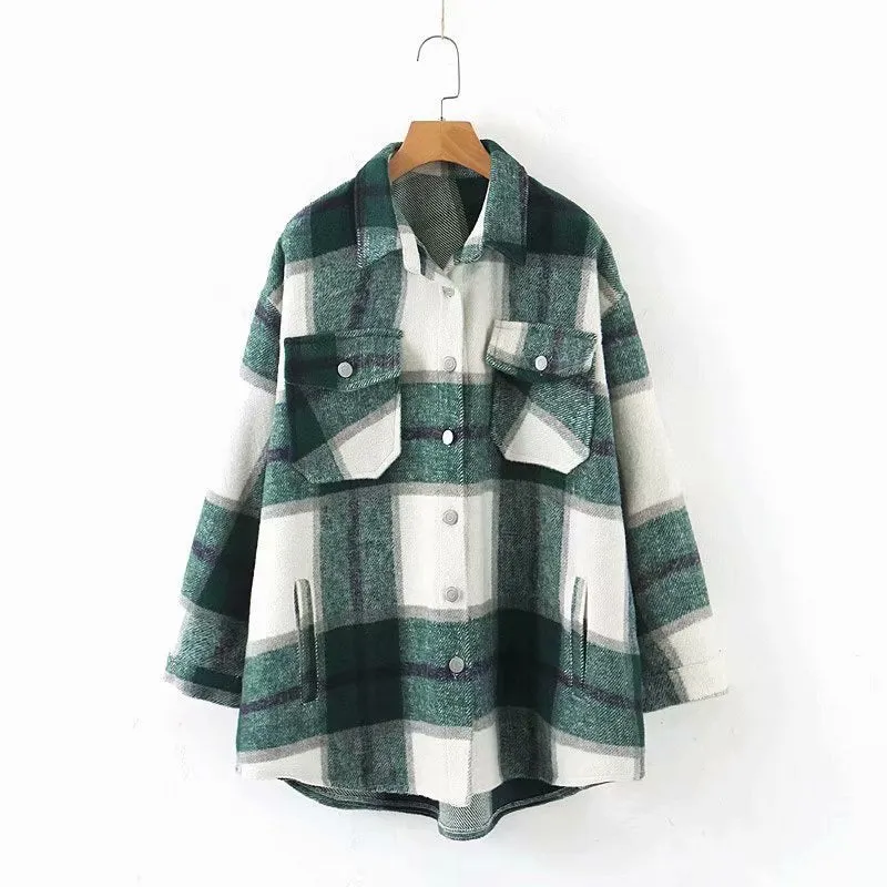 Znbbw Autumn Women's Wear Urban Leisure Woolen Plaid Shirt Jacket - Image 18