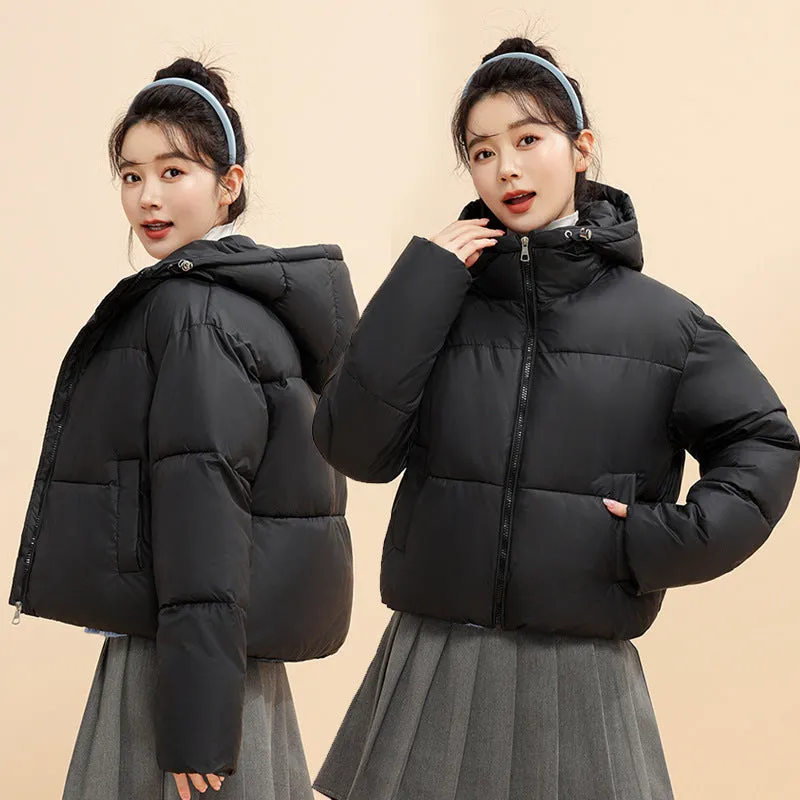 Bean Wind Hooded Down Cotton Clothes Female 2024 Autumn And Winter New Padded Clothes Small Bread Clothes Korean Version Short Coat - Image 4