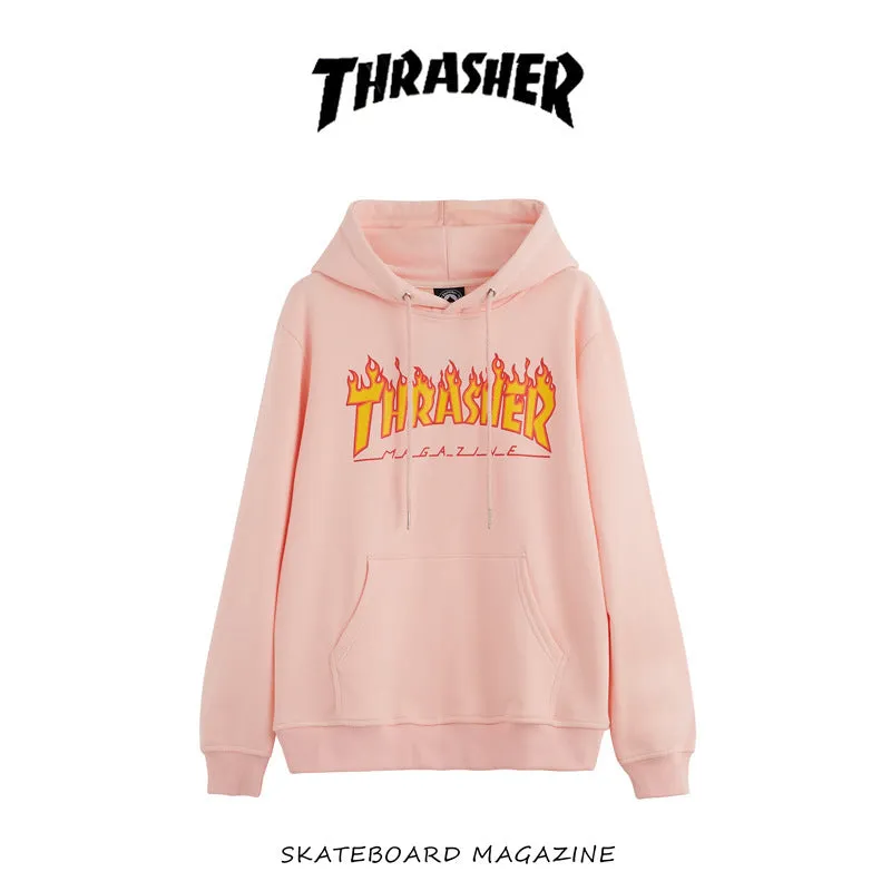 Znbbw Fall New American Version Of Classic Flame Hooded Hoodie Men's Round Collar Loose Couple Hooded Jacket Ins Trend - Image 12