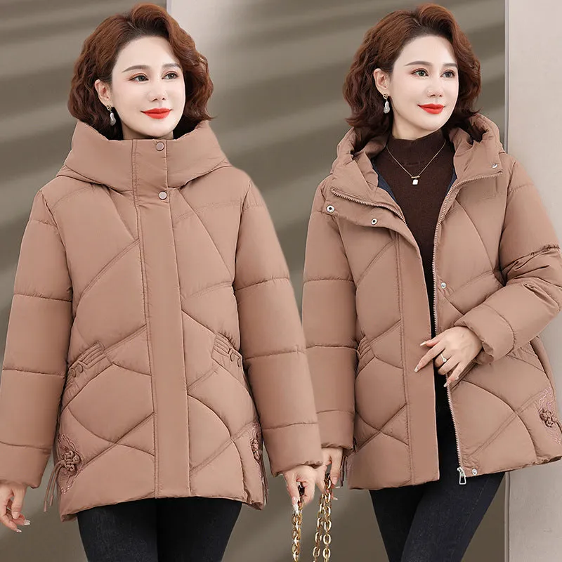Winter Dress Down Cotton Clothes 2024 New Chinese Style Hooded Padded Jacket In The Elderly Autumn And Winter Coat Female - Image 4