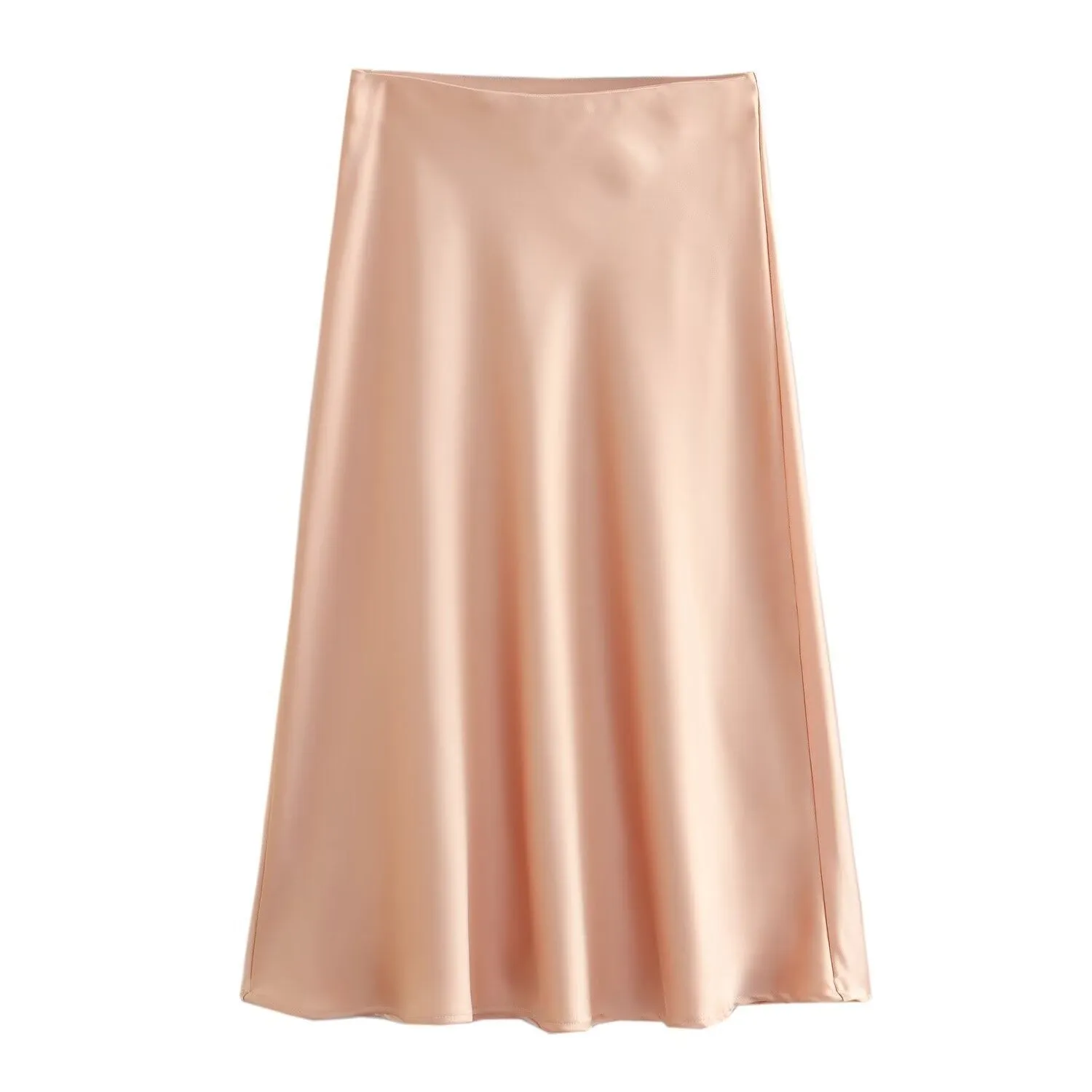 Znbbw 2024 New Elastic Waistline Simple Full-Color Satin Full-Length Skirt - Image 2