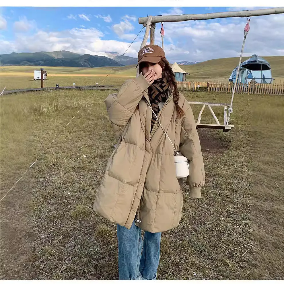 Jacket Coat Female Winter 2024 New Retro Versatile Long Plus Thick Cotton-Padded Clothes Loose Students Cotton Clothes - Image 2