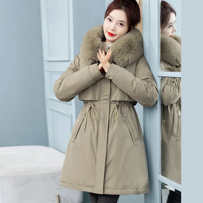 To Overcome The Female Long Korean Version Loose Cotton-Padded Clothes 2024 New Winter Add Velvet Add Thick Waist Cotton Coat Tide - Image 3