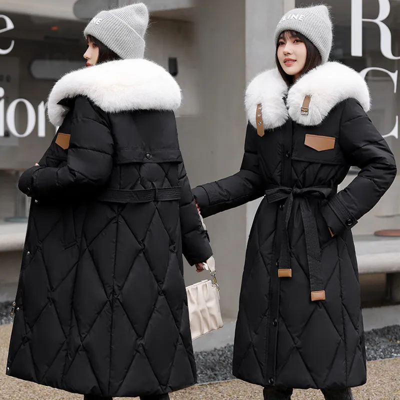 Clothes Women 2024 New Korean Version Loose Long Knee Cotton-Padded Clothes Bread Clothes Winter Thick Coat Design Sense - Image 3