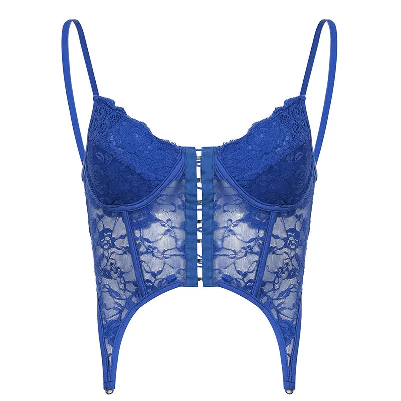 2024 European Spring And Summer Women's Wear Ins Network Celebrity Street Hot Girl Lace V Collar Small Vest Girl - Image 2