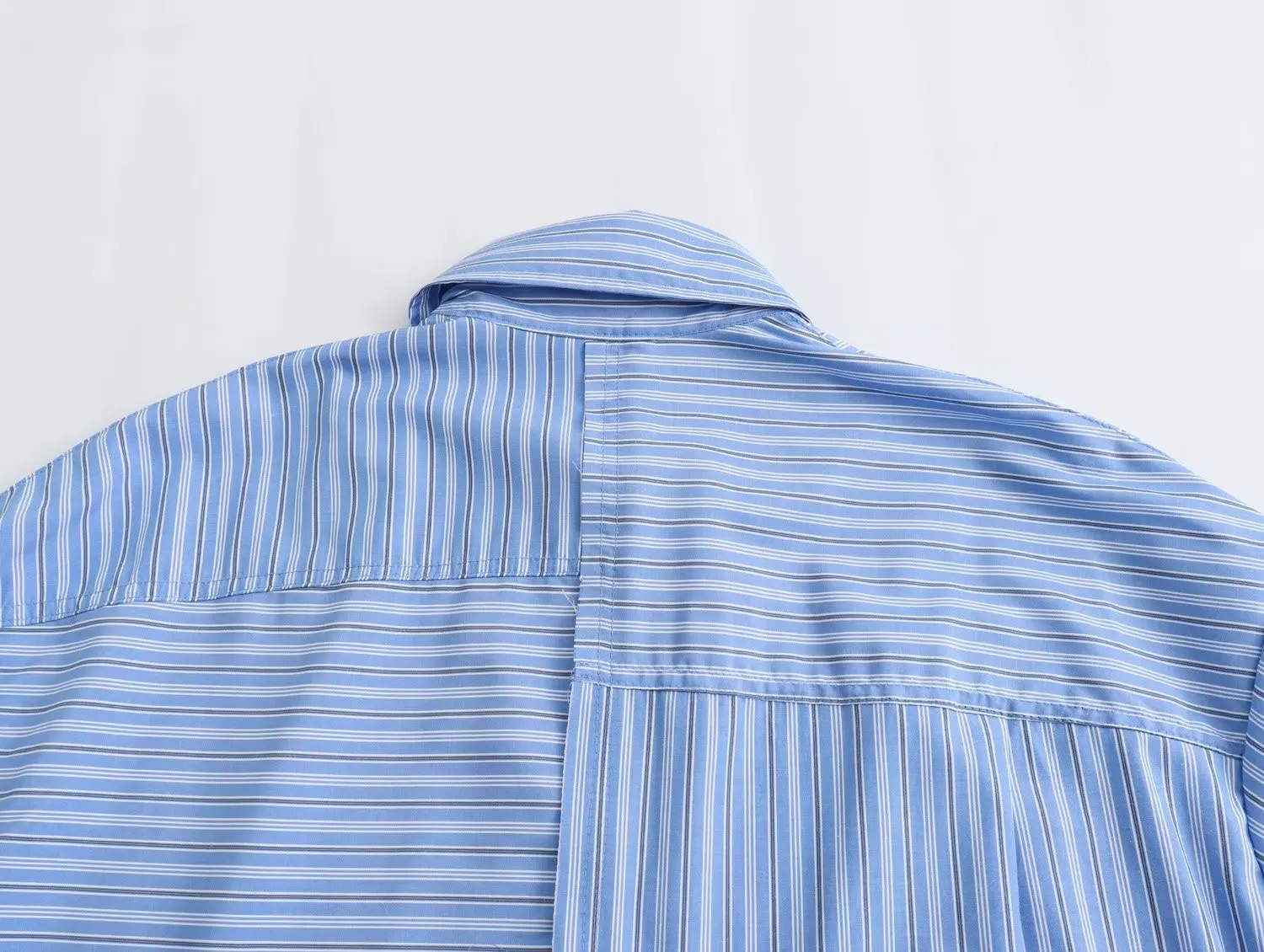 Znbbw Autumn Style Stitched Striped Asymmetrical Loose Shirt 8532114 - Image 3