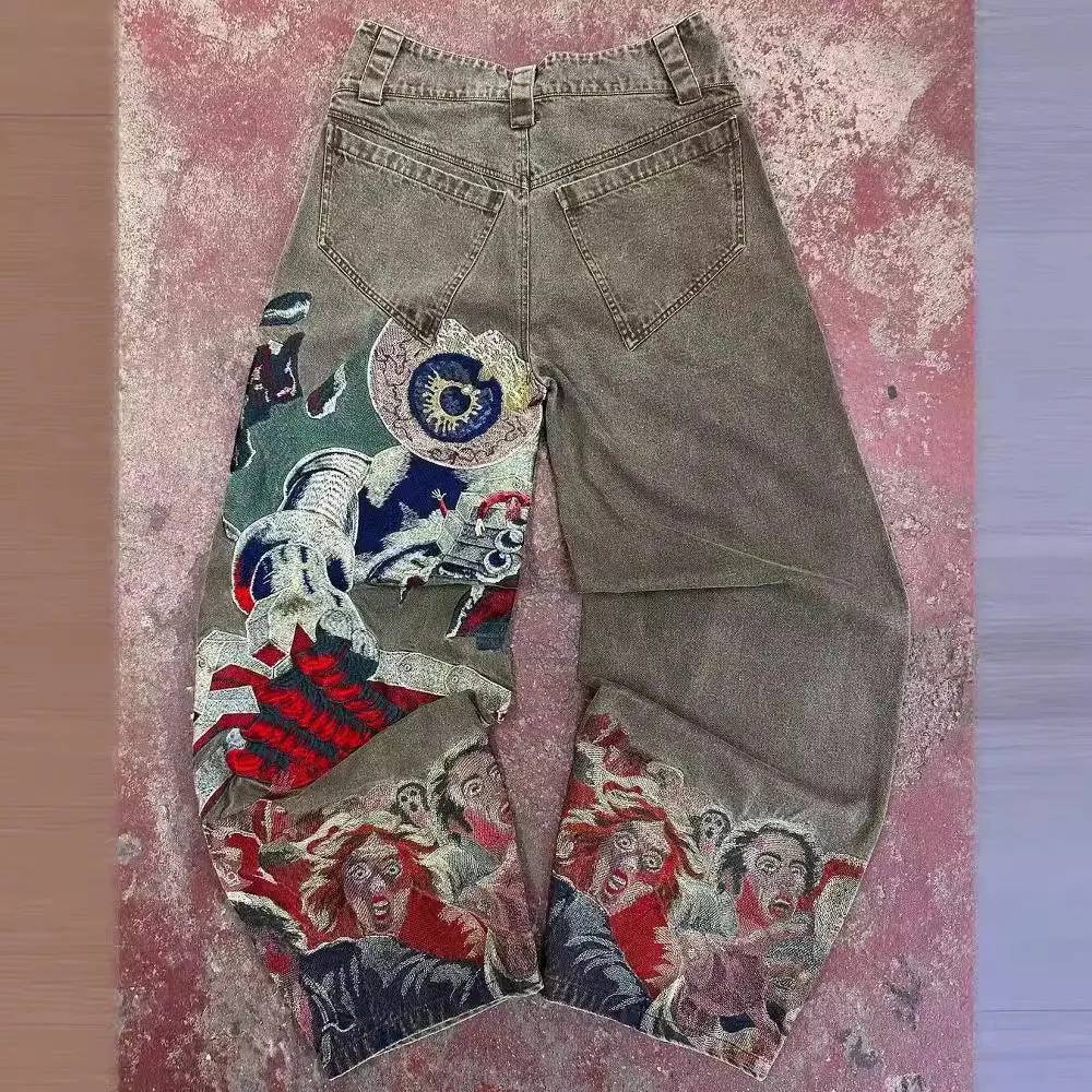 Znbbw Y2K Jeans Street Clothing Original Hip-Hop Vintage Neo-Gothic Baggy Jeans - Image 10