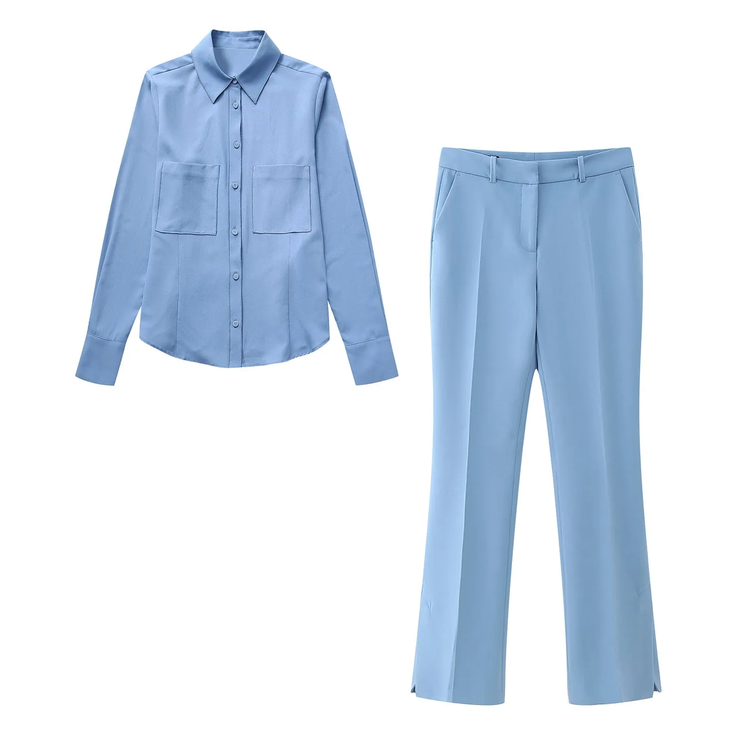Znbbw Autumn Pocket Crepe Shirt 8932499 Middle Waist Trousers 8851512 - Image 7