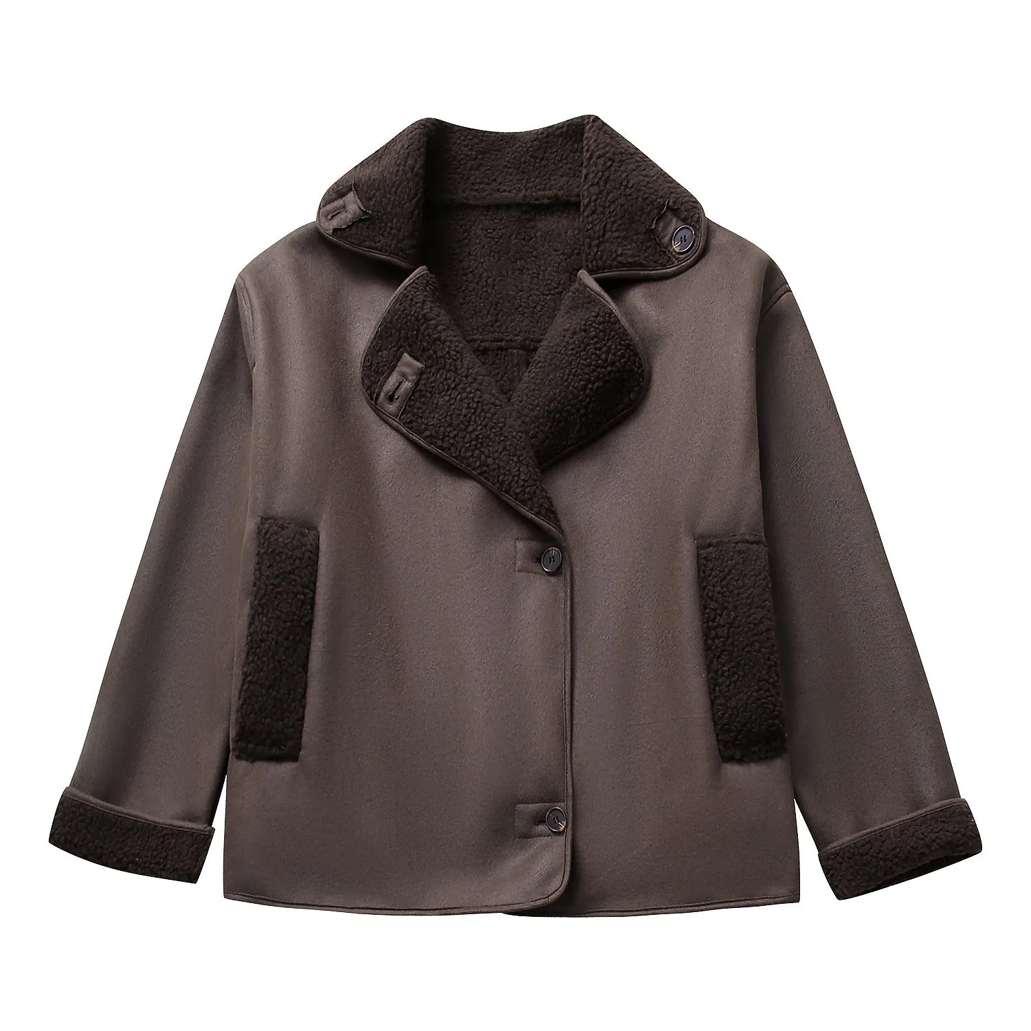 Znbbw New Lamb Wool Loose Version Lapel Jacket Jacket