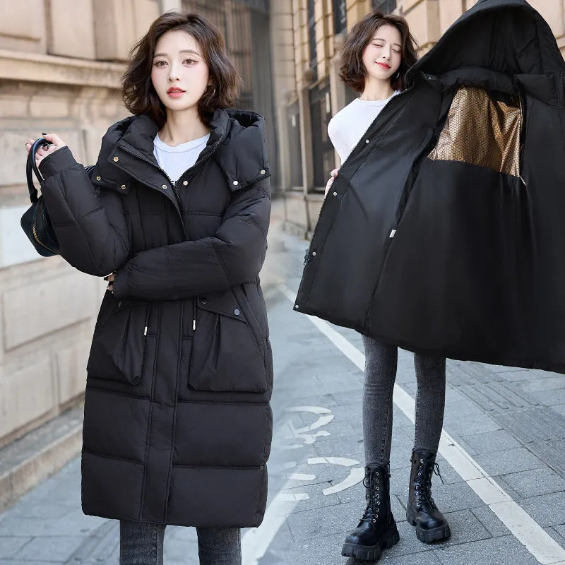 New Hooded Cotton-Padded Suit Korean Version Of The Large Size Long Loose Over The Knee Thick Padded Clothes Bread Coat - Image 5