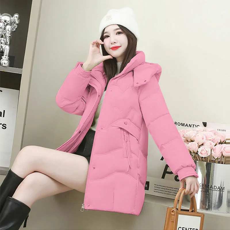 Temperament Hooded Long Down Cotton-Padded Jacket Female 2024 Winter New Slim Show Cotton-Padded Jacket Versatile Coat - Image 4