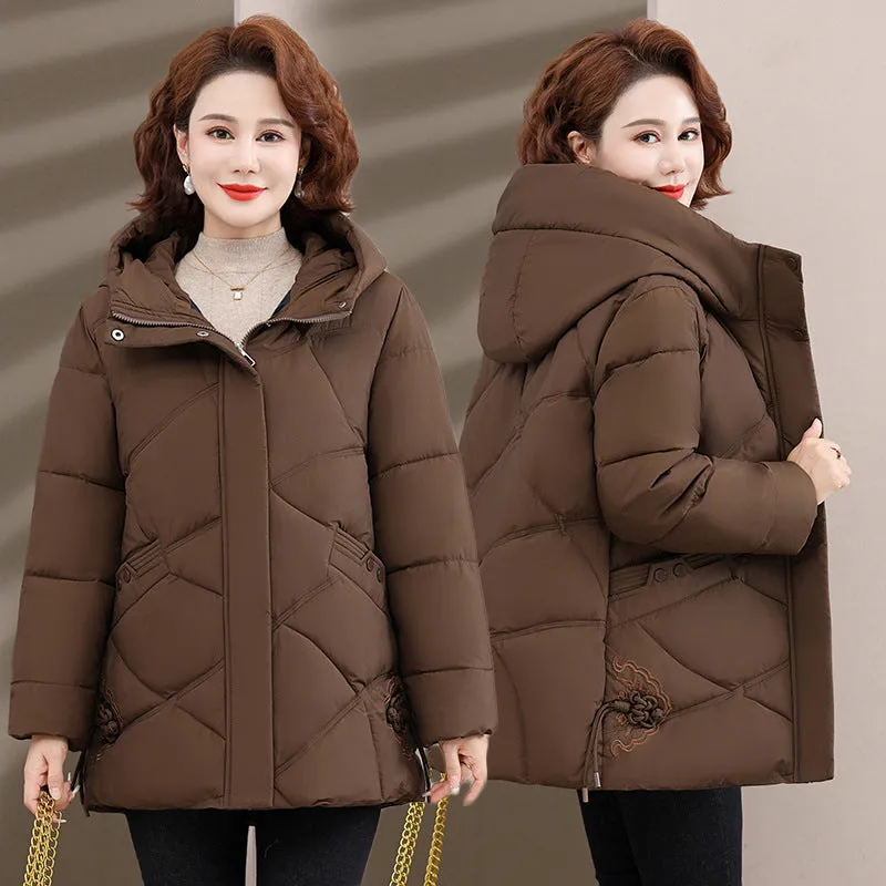 Winter Dress Down Cotton Clothes 2024 New Chinese Style Hooded Padded Jacket In The Elderly Autumn And Winter Coat Female - Image 3