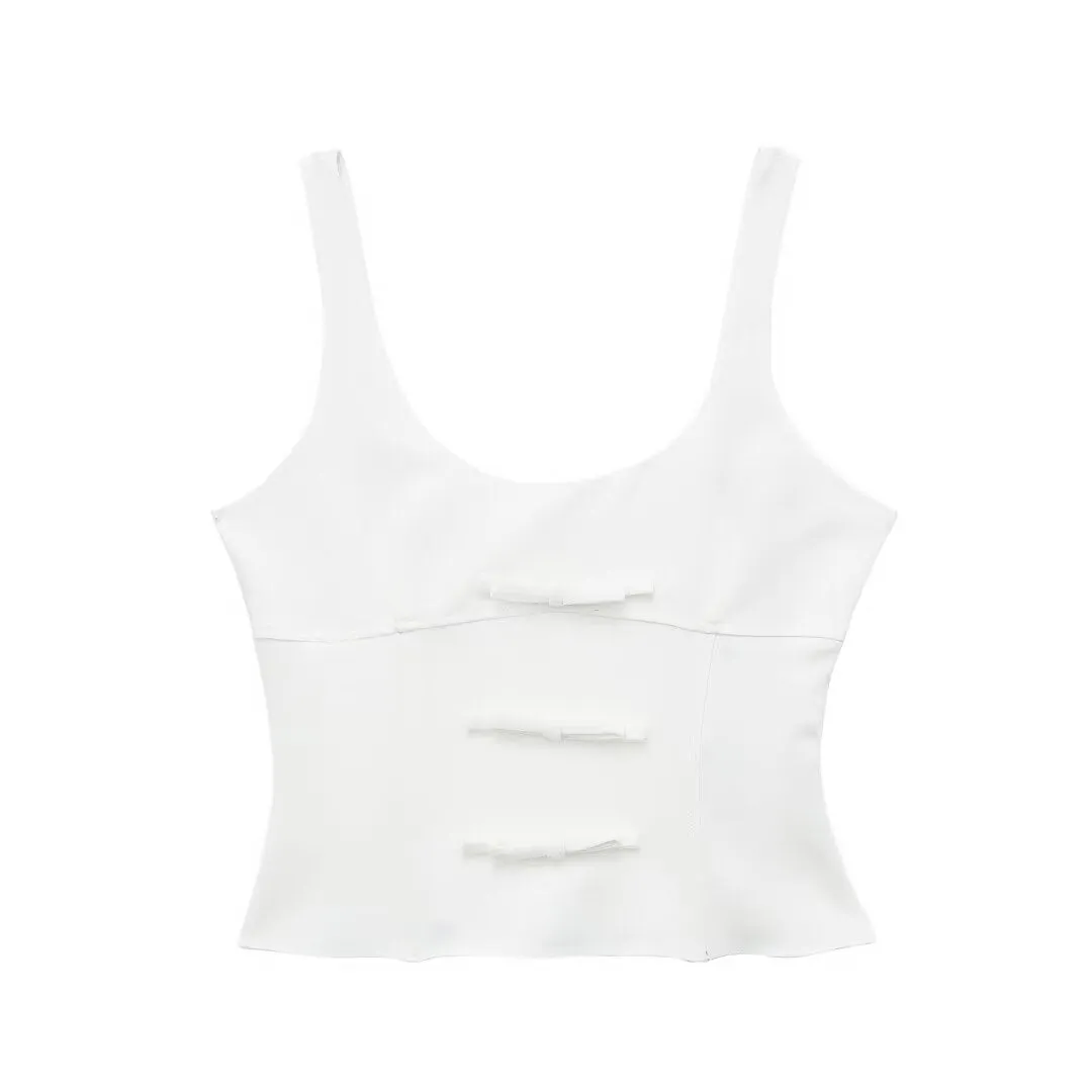 Znbbw New Bowknot Trim Sexy Halter Top Vest 2866536