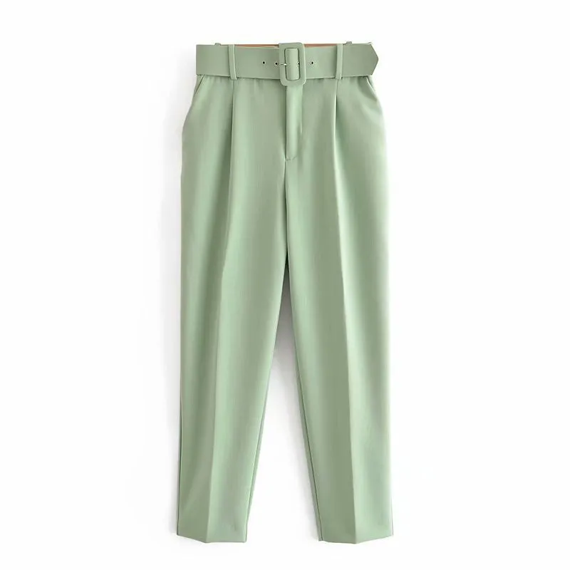 Znbbw 2024 New Pleated Multi-Color Harlan Pants Leisure Solid-Color Women's Pants Belt - Image 9