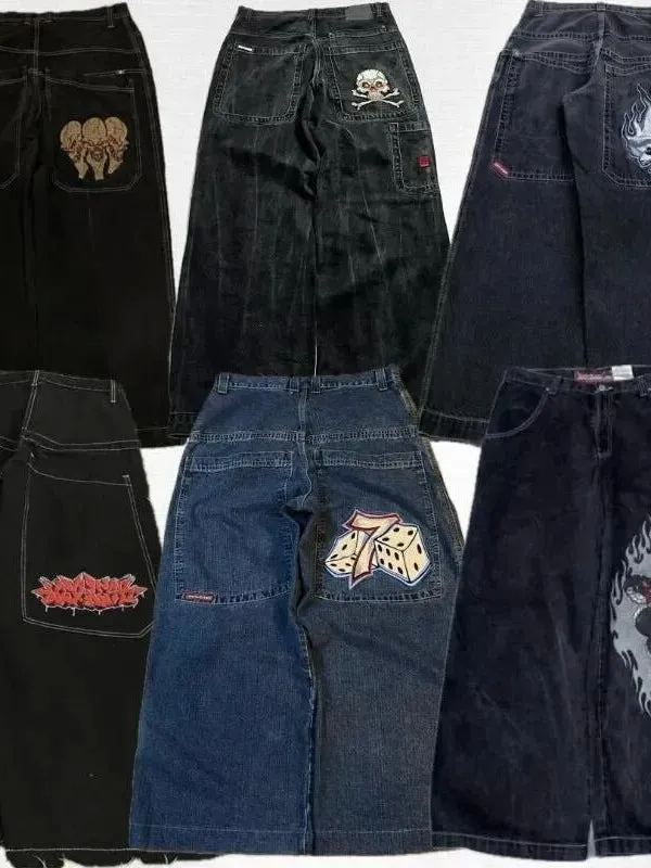 Znbbw Men's Jeans Y2K Bag Vintage JNCO High-Quality Pattern Hip-Hop Street Leisure Men Harajuku Wide Legs - Image 22